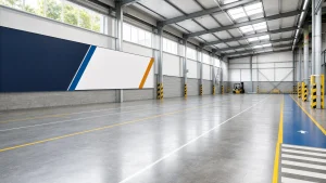 Clean forklift training area with a generic forklift in the background