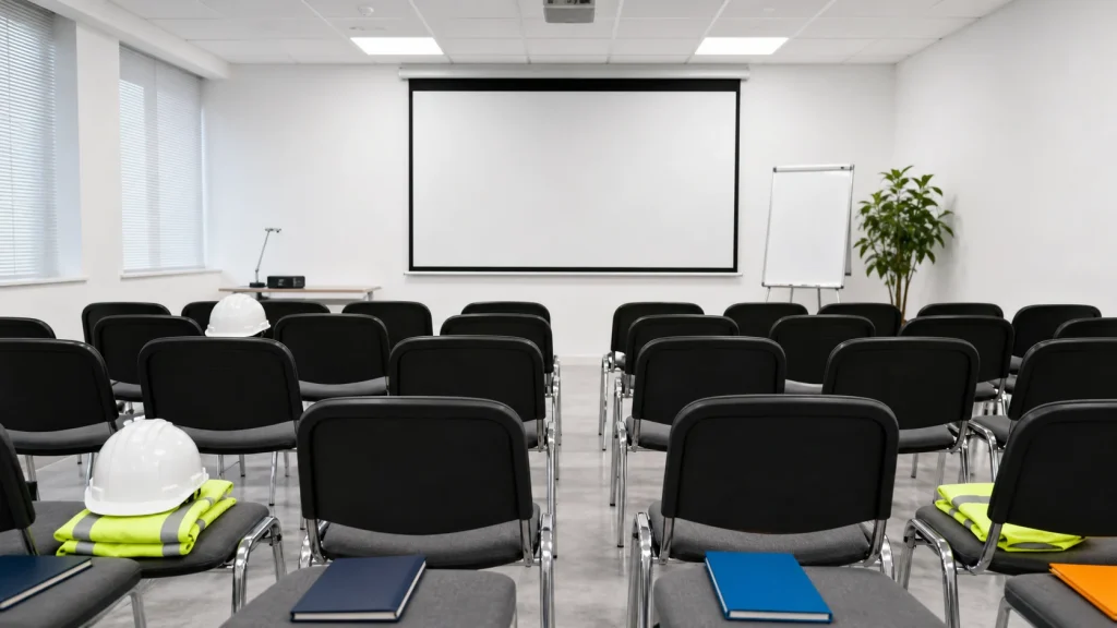Clean safety training classroom set up for operator competence training